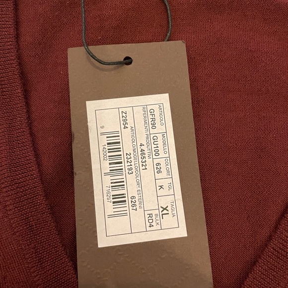 Gucci Men's V neck Wool Sweater Burgundy Size XL - Picture 3 of 9